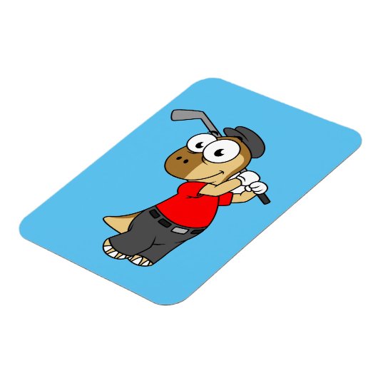 Ein Pachycephalosaurus Dinosaurier Playing Golf. Magnet (Linke Seite)