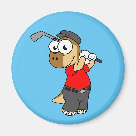 Ein Pachycephalosaurus Dinosaurier Playing Golf. Magnet (Vorne)