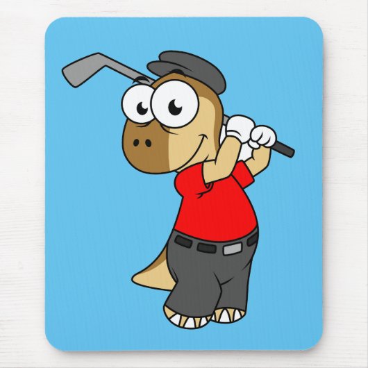 Ein Pachycephalosaurus Dinosaurier Playing Golf. Mousepad (Vorne)