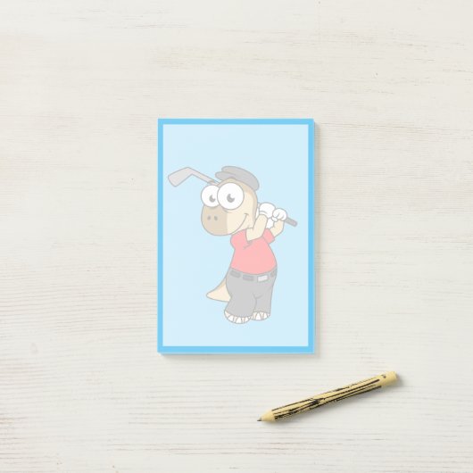 Ein Pachycephalosaurus Dinosaurier Playing Golf. Post-it Klebezettel (Auf Schreibtisch)