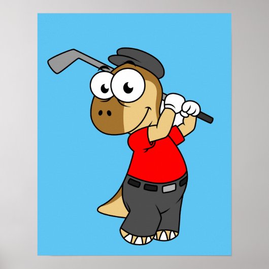 Ein Pachycephalosaurus Dinosaurier Playing Golf. Poster (Vorne)