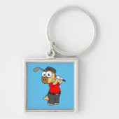 Ein Pachycephalosaurus Dinosaurier Playing Golf. Schlüsselanhänger (Vorne)