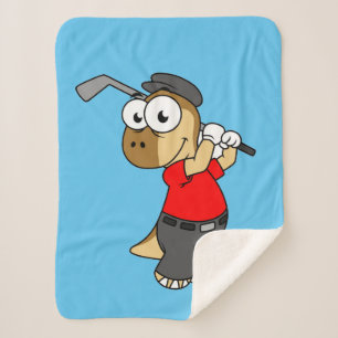 Ein Pachycephalosaurus Dinosaurier Playing Golf. Sherpadecke