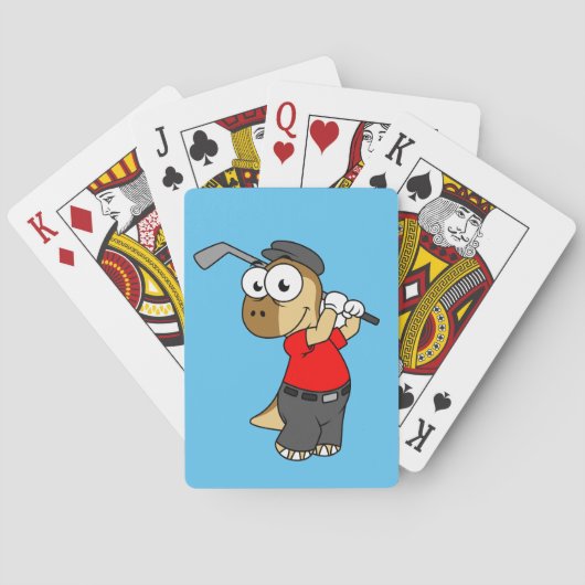 Ein Pachycephalosaurus Dinosaurier Playing Golf. Spielkarten (Rückseite)