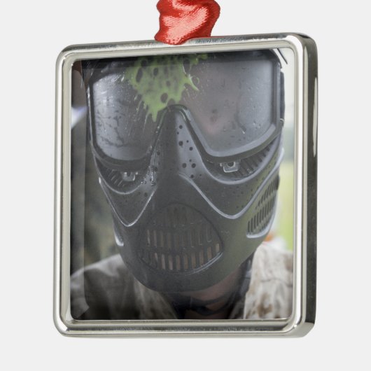 Ein Paintball rund Silbernes Ornament (Links)