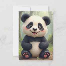 Ein Panda auf einem Felsen ist von Blume umgeben RSVP Karte