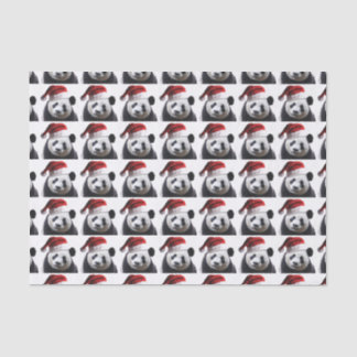 Ein Panda-Bär mit einem Weihnachtshut Seidenpapier