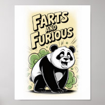 Ein Panda furzt auf einem Weißen