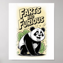 Ein Panda furzt auf einem Weißen Poster