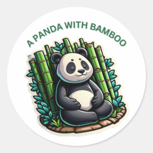 Ein Panda mit Bambus Runder Aufkleber