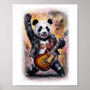 Ein Panda Rocker auf der Bühne auf einem weißen Poster