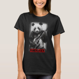 Ein Panda spielt Rock mit E-Gitarre auf Schwarz T-Shirt