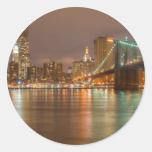 Ein Panorama der New- York CitySkyline Runder Aufkleber