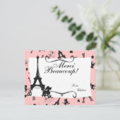 Ein Pariser Party, das sich in Rosa bedankt Dankeskarte (Stehend Vorderseite)