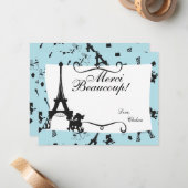 Ein Pariser Party, das sich in Rosa bedankt Mitteilungskarte (Vorderseite/Rückseite Beispiel)