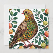 Ein Partridge in einem Birnbaum-Ausschnitt im Stif Einladung (Rückseite)