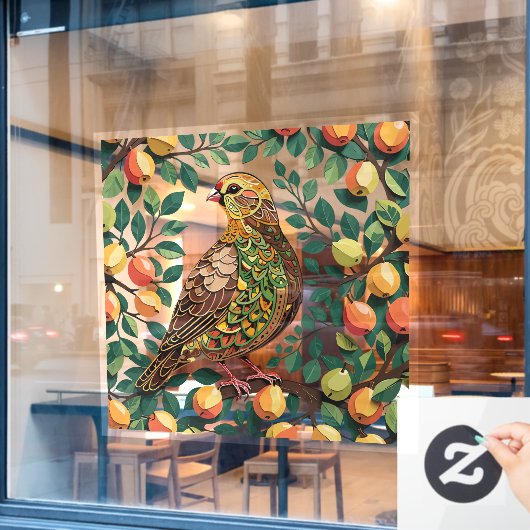 Ein Partridge in einem Birnbaum-Ausschnitt im Stif Fensteraufkleber (Café-Fenster)