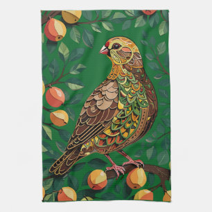 Ein Partridge in einem Birnbaum-Ausschnitt im Stif Geschirrtuch