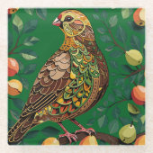 Ein Partridge in einem Birnbaum-Ausschnitt im Stif Glasuntersetzer (Vorderseite)