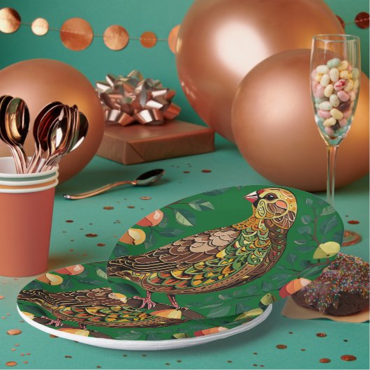 Ein Partridge in einem Birnbaum-Ausschnitt im Stif Pappteller (Multi)