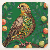 Ein Partridge in einem Birnbaum-Ausschnitt im Stif Rechteckiger Pappuntersetzer (Vorderseite)
