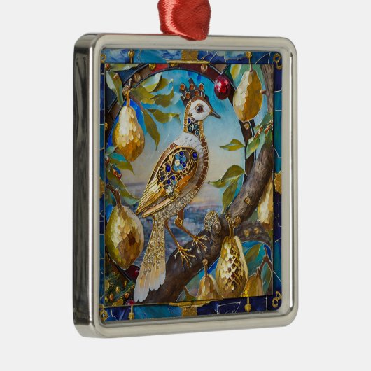 Ein Partridge in einem Birnenbaum Ornament Aus Metall (Rechts)