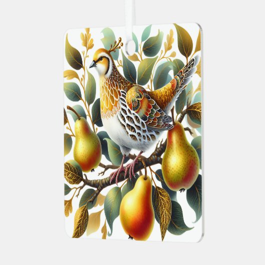 Ein Partridge in einem Birnenbaum Personalisierte Ornament Aus Metall (Vorderseite links)