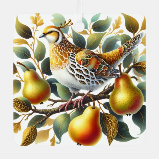 Ein Partridge in einem Birnenbaum Personalisierte Ornament Aus Metall (Vorderseite)