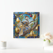 Ein Partridge in einem Birnenbaum Quadratische Wanduhr (Zuhause)