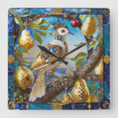 Ein Partridge in einem Birnenbaum Quadratische Wanduhr (Vorderseite)