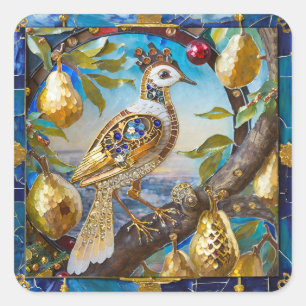 Ein Partridge in einem Birnenbaum Quadratischer Aufkleber