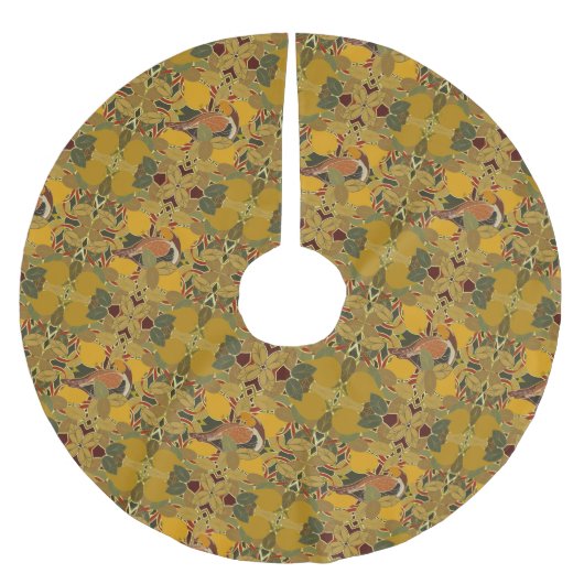 Ein Partridge in einem Birnenbaum Weihnachten Polyester Weihnachtsbaumdecke (Vorderseite)