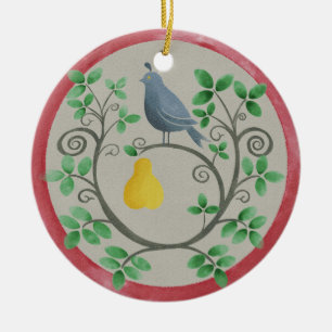 Ein Partridge in einem Birnenbaum Weihnachtsschmuc Keramik Ornament
