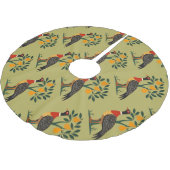 Ein Partridge in einem herausgeschnittenen Stencil Polyester Weihnachtsbaumdecke (Schrägansicht)