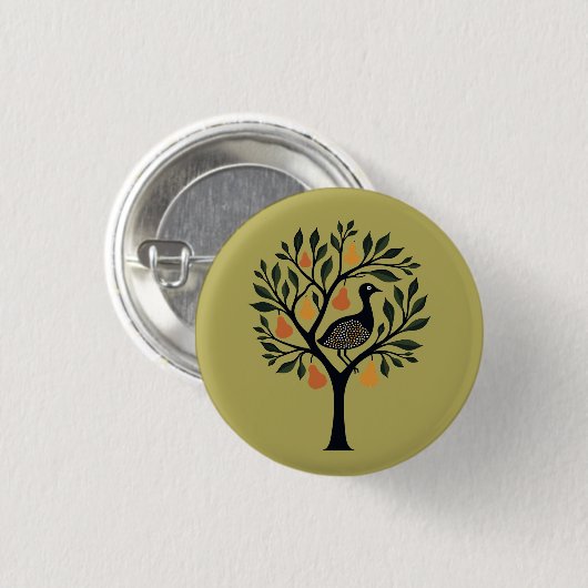 Ein Partridge in einem Pear Tree Cut-Out Stencil R Button (Vorne & Hinten)