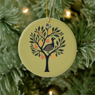 Ein Partridge in einem Pear Tree Cut-Out Stencil R Keramik Ornament