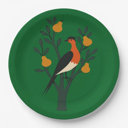Ein Partridge in einem Pear Tree Cut-Out Stencil R Pappteller (Vorderseite)