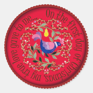 Ein Partridge in einer Birne Runder Aufkleber