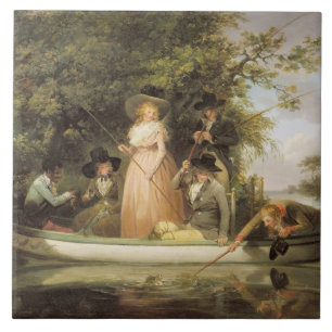 Ein Party-Angeln (Öl auf Leinwand) Fliese