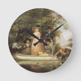 Ein Party-Angeln (Öl auf Leinwand) Runde Wanduhr