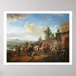 Ein Party der Jagd durch ein Landhaus (Öl auf Lein Poster