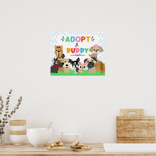 Ein Party für die Adoption von Welpen adoptiert Poster (Küche)