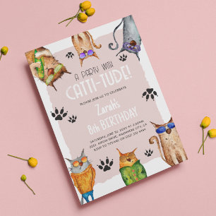 Ein Party mit Catti-Tude! Fun Kindergeburtstag Einladung