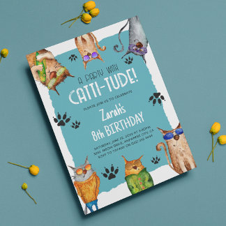 Ein Party mit Catti-Tude! Fun Kindergeburtstag Einladung