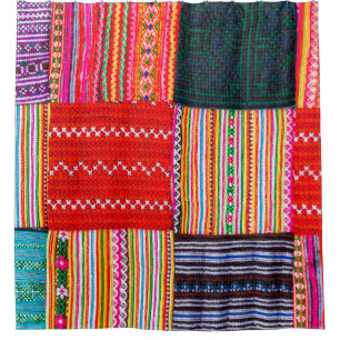 ein Patchwork-Steppdecke im asiatischen Stil Duschvorhang
