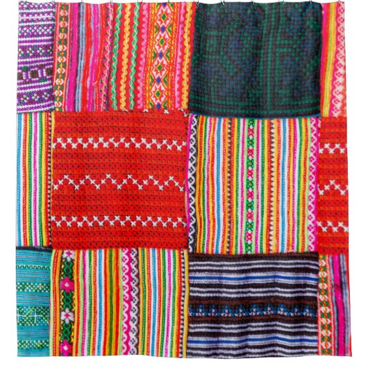 ein Patchwork-Steppdecke im asiatischen Stil Duschvorhang (Vorderseite)