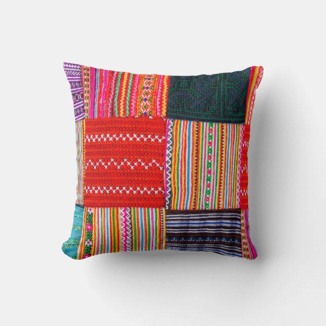 ein Patchwork-Steppdecke im asiatischen Stil Kissen (Vorderseite)