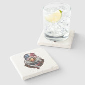 Ein patriotischer Glatzadler Steinuntersetzer (Seitenansicht)