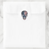 ein patriotischer Schädel Runder Aufkleber (Tasche)