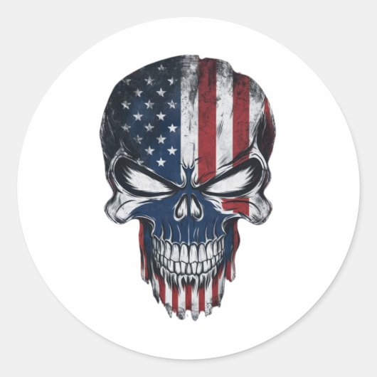 ein patriotischer Schädel Runder Aufkleber (Vorderseite)